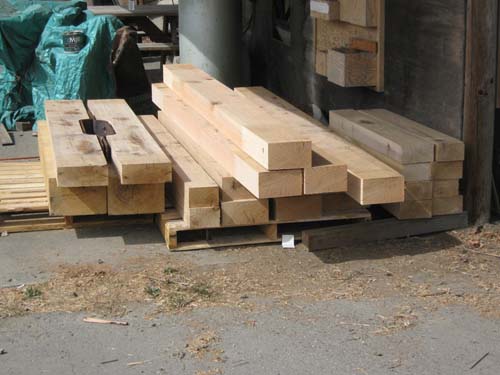 Stack of Oak beams