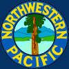 Blue backround, Redwood Tree NWP logo