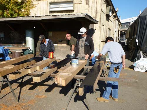 Painting the truck timbers